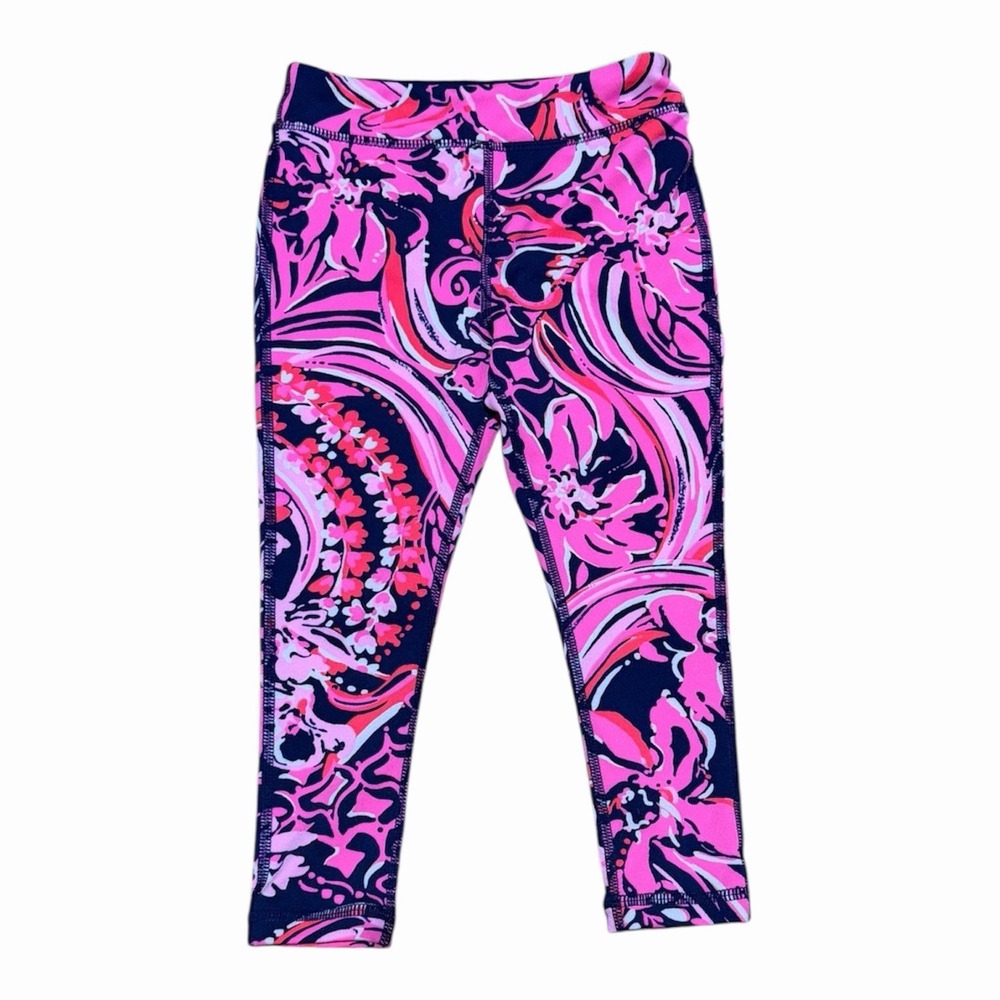 Lilly Pulitzer Toddler Girls Luxletic Leggings‎ X-Small 2-3 Pink Navy Floral
